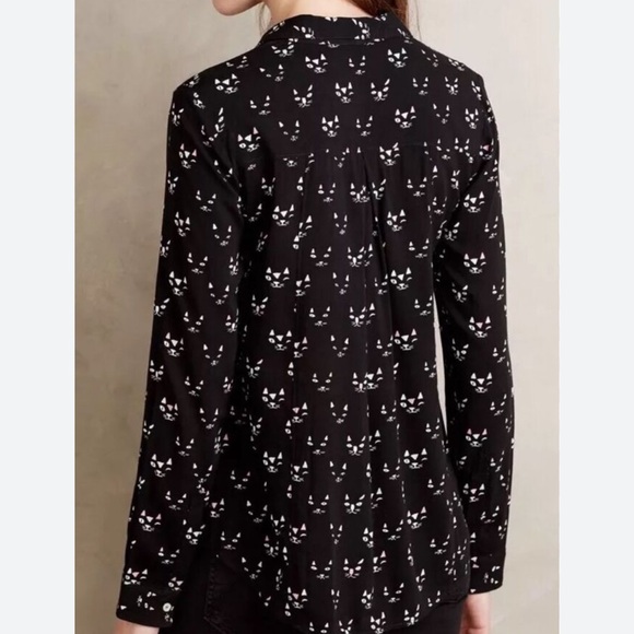 Maeve by Antropology Black Cat Print Blouse - Picture 2 of 11